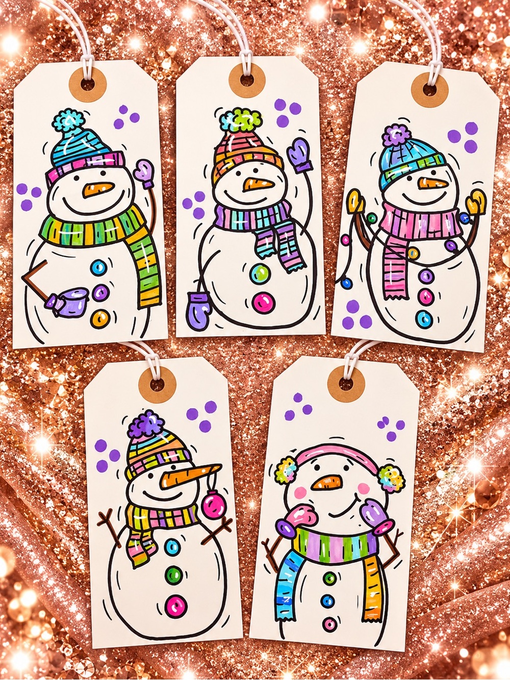 Hand painted Snowman Gift Tags (Set of 5)